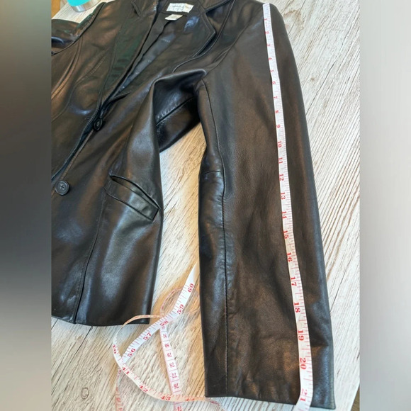 Preston & York Vintage Black Lamb Skin Leather Blazer Suit Jacket Coat MP - Picture 14 of 14